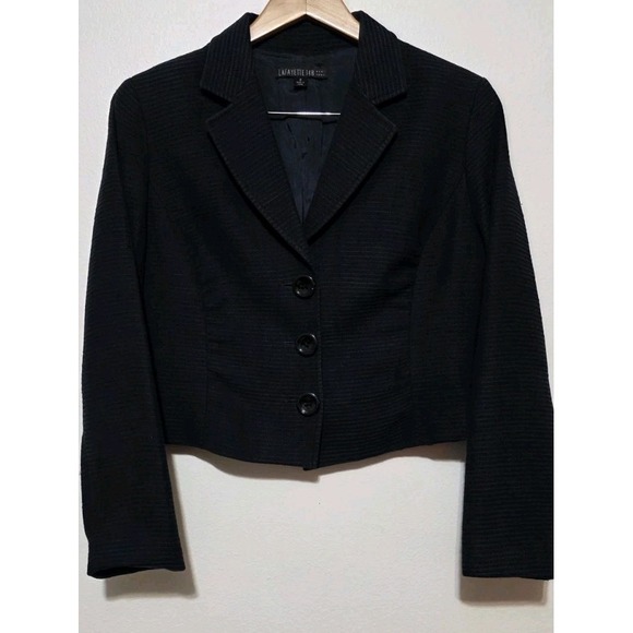 Lafayette 148 New York Jackets & Blazers - Lafayette 148 Wool Blend Button Up Short Blazer Jacket Sz 8 Navy Woman Business